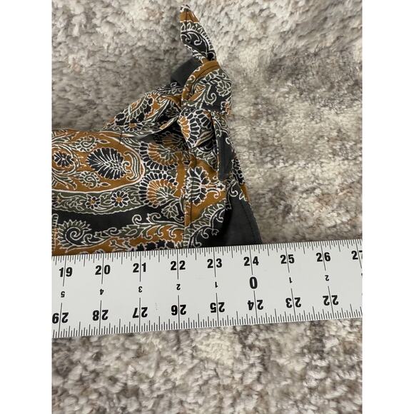Free People Sz 6 Black & Gold Paisley Print High Rise Crop Pants Boho Artsy - Picture 7 of 11